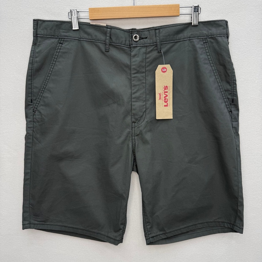 Levis Mens‎ Straight Chino Shorts Dark Gray Charcoal Cotton Twill Size 38 NWT